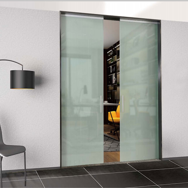 HDSAFE Frame Sliding Glass Pocket Door Hidden Sliding Door Design Hidden Sliding Pocket Door with Black Aluminium