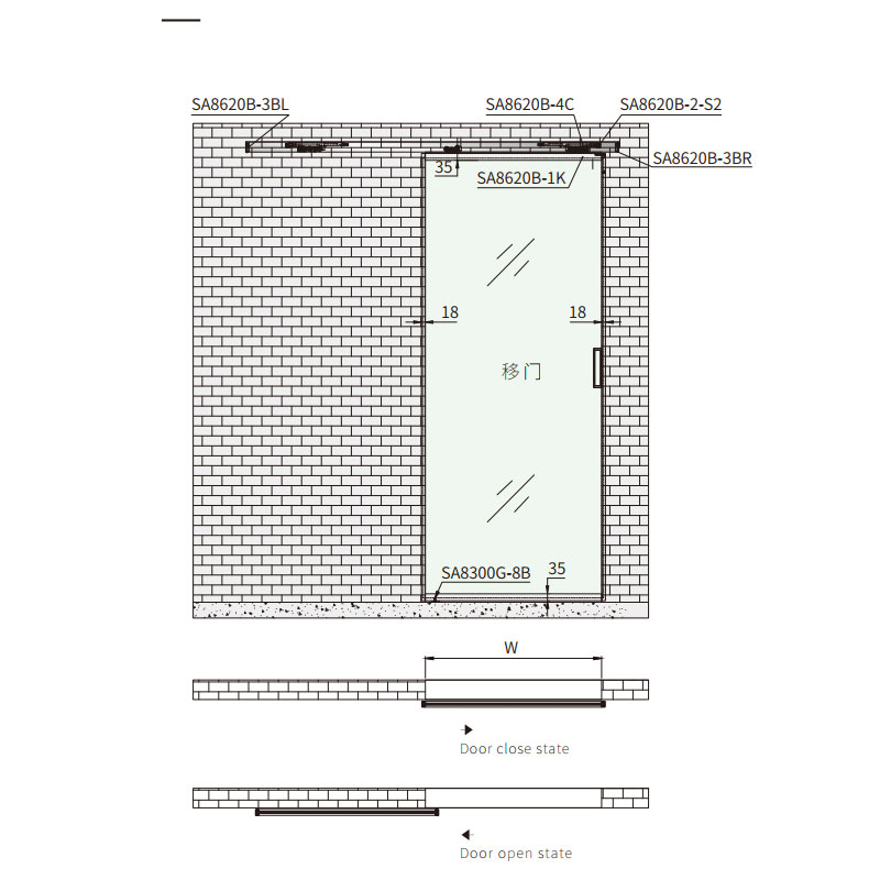 soft closing door with frame drawing