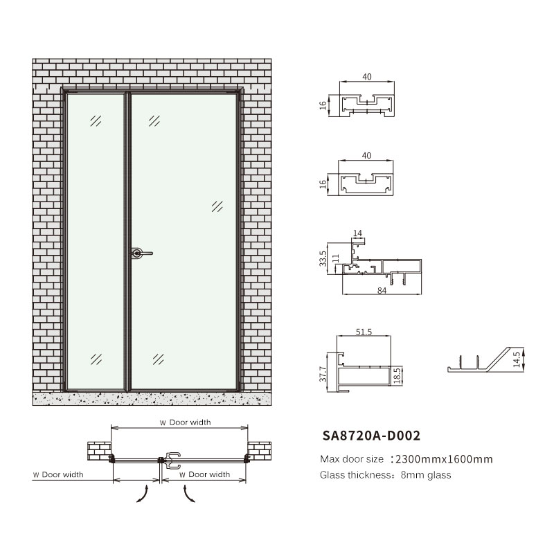 aluminum glass swing door