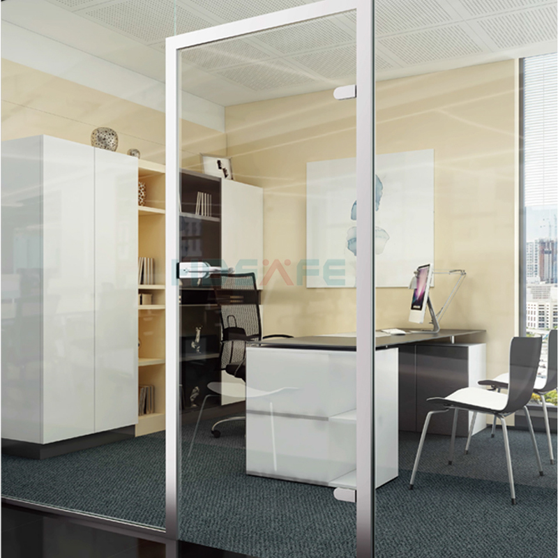 Swing Doors For Office Black Aluminium Frame Single Glass Modern Interior Design With Matt Black Frame 8mm Glass