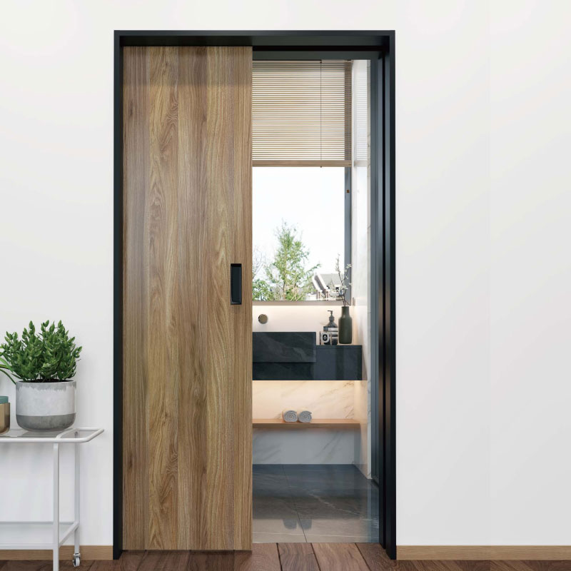 HDSAFE Hidden Sliding Door Design Slide System Aluminum Black Closet Pocket Door Wardrobe Sliding Glass Pocket Door