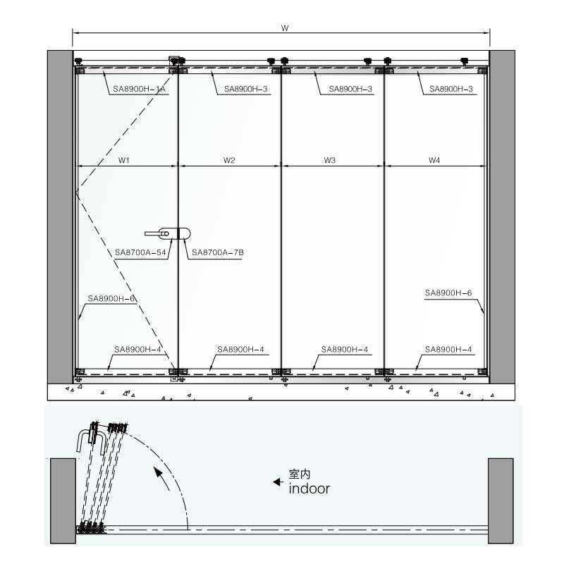 Glass partition sliding door drawing