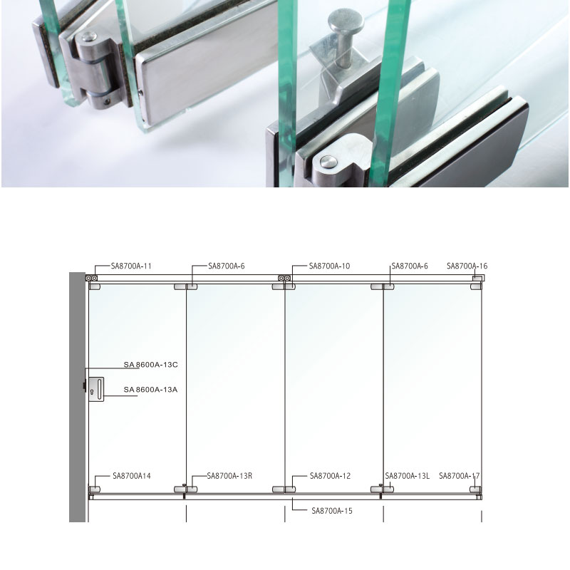 Frameless glass folding door details
