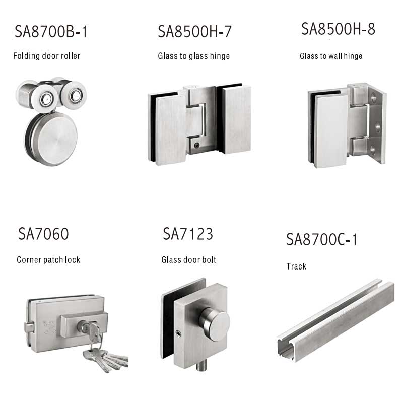 Folding door frameless hinge door hardware