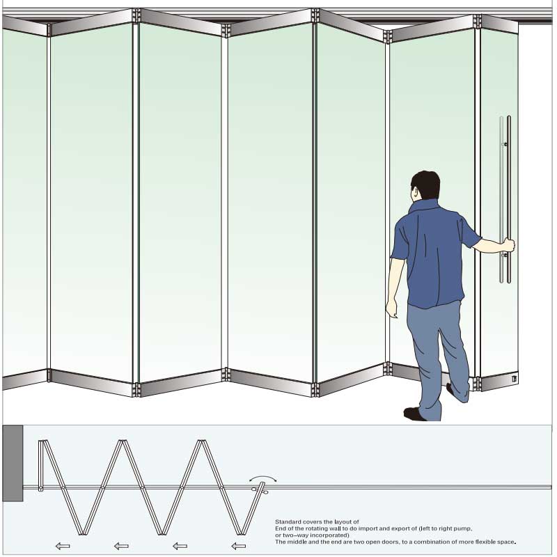 Aluminium Sliding Glass Folding Doors Manufacturer  8-12mm Frameless Folding Glass Door