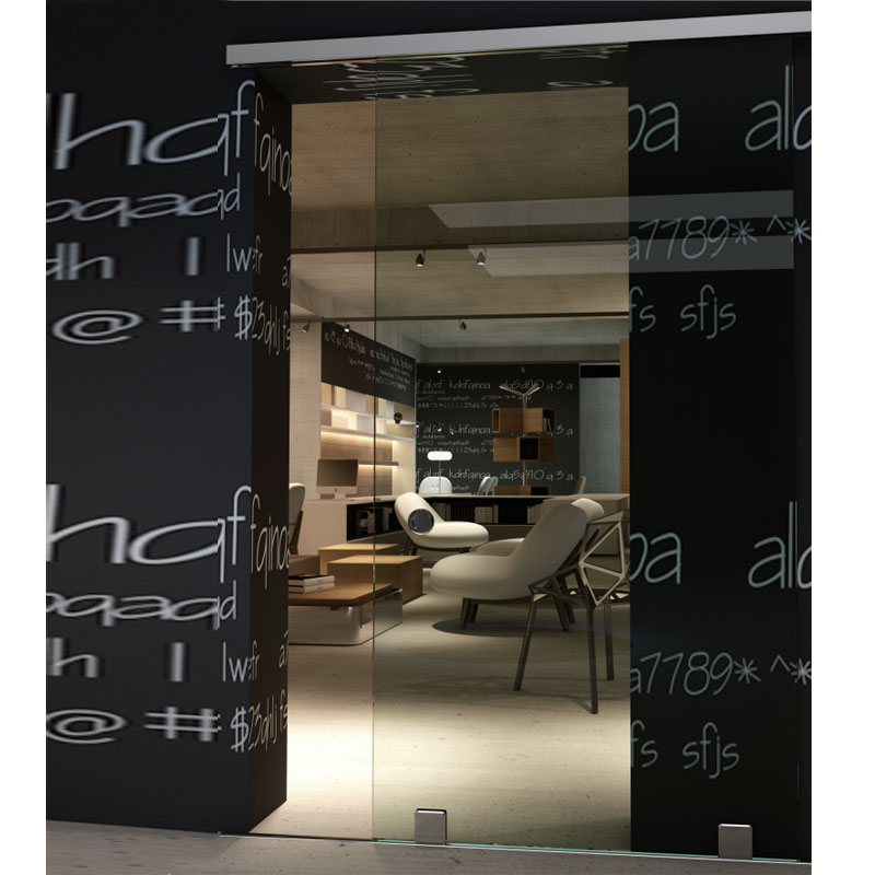 HDSAFE Soft Closing Synchronous Black Frame Film  Glass Aluminum Sliding Door Office  Glass Door