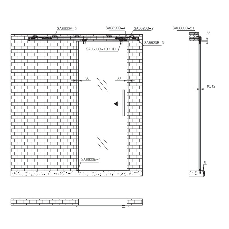 HDSAFE Soft Closing Synchronous Black Frame Film  Glass Aluminum Sliding Door Office  Glass Door