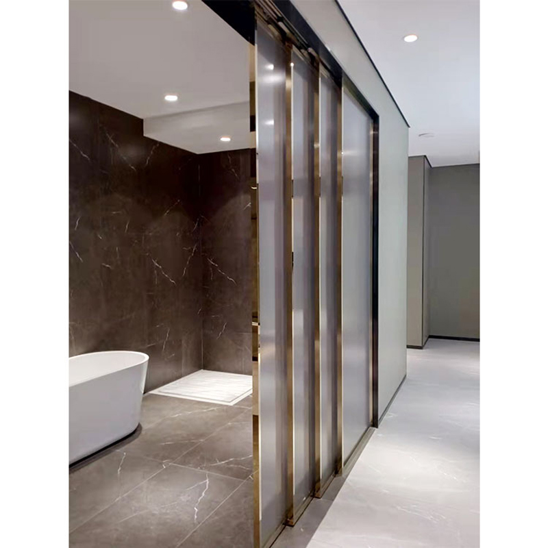 HDSAFE Frame Sliding Door With Gold Color