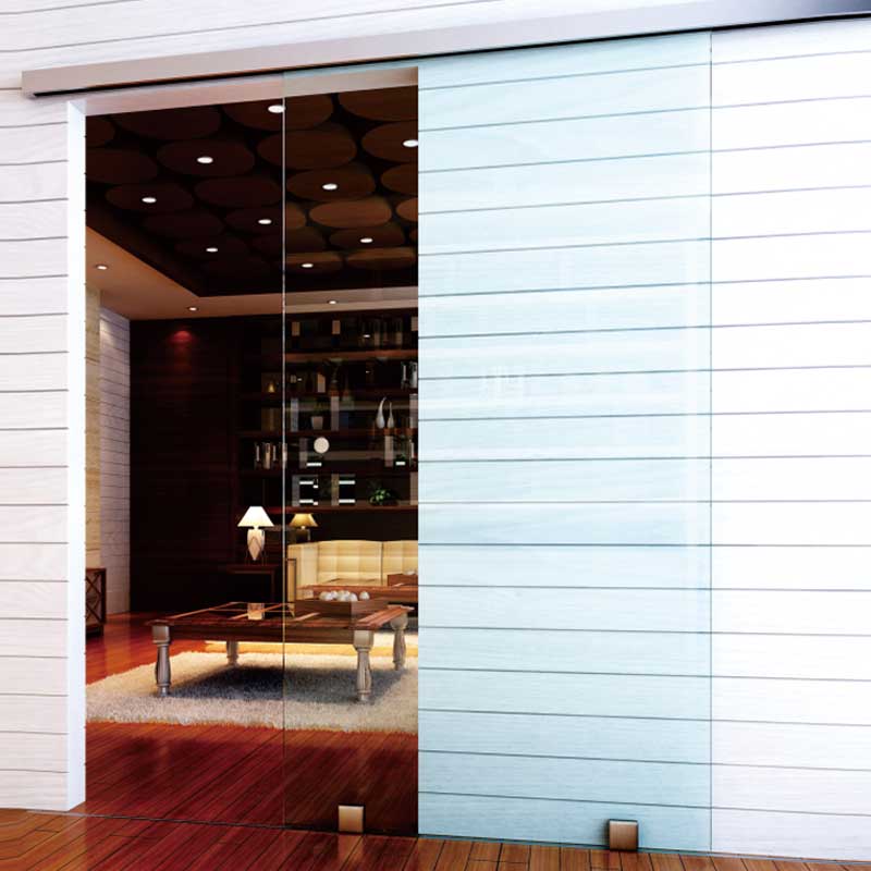 HDSAFE  Interior Wall Mounted Single Panel Barn  Frameless Glass Sliding Glass Door For Home