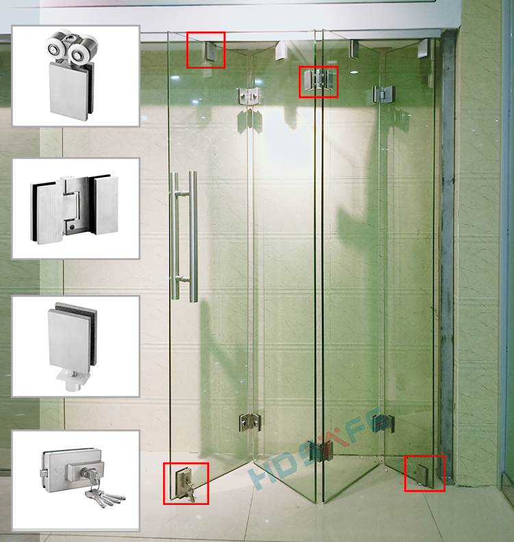  Glass Partition Accessories Glass Sliding Interior Folding Door Sliding Bifolding Frameless Glass Door For Project Wholesale Distributor