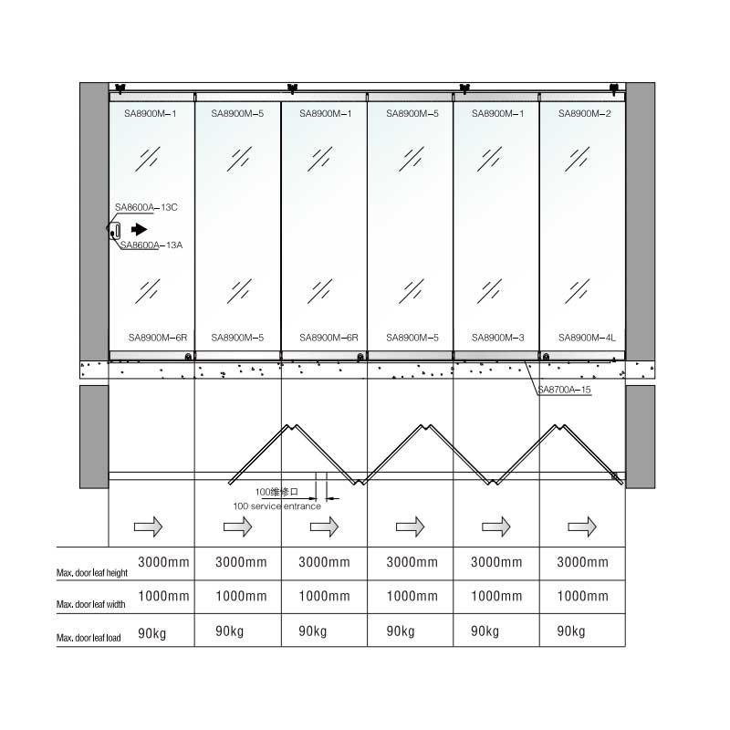 Glass Sliding Partition Accessories Sliding Bifolding Frameless Glass Folding Hardware Sliding Folding Partition Detail Drawing