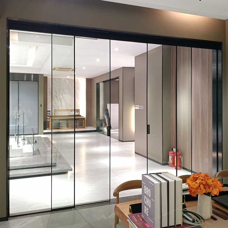 HDSAFE Aluminum Sliding door System Black Living Room Double Glass Aluminum Sliding Door Exterior Sliding Glass Door