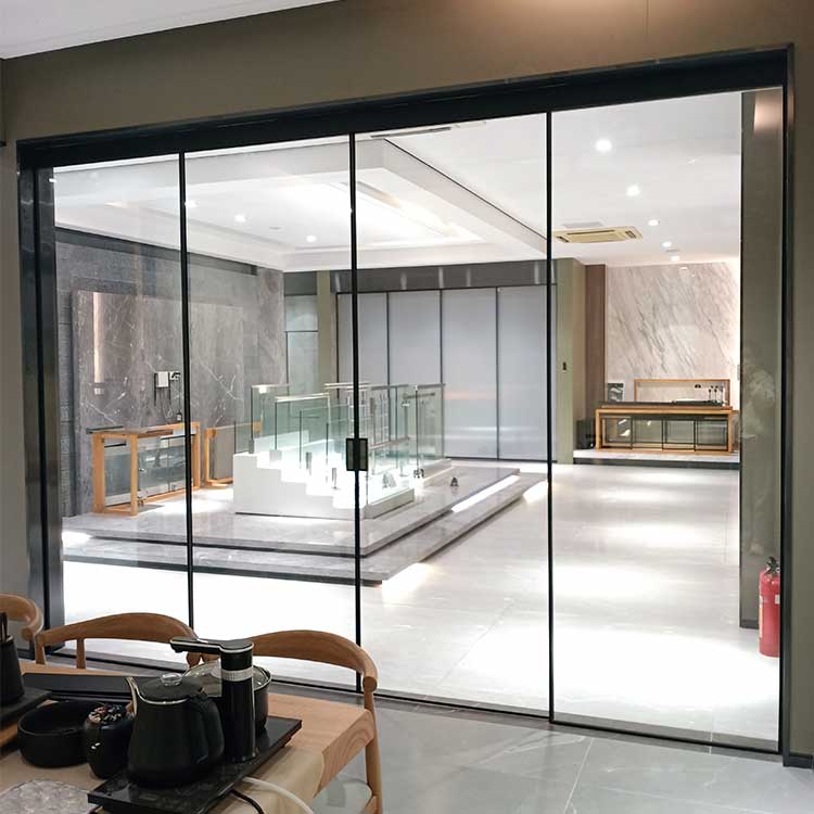 HDSAFE Aluminum Sliding door System Black Living Room Double Glass Aluminum Sliding Door Exterior Sliding Glass Door