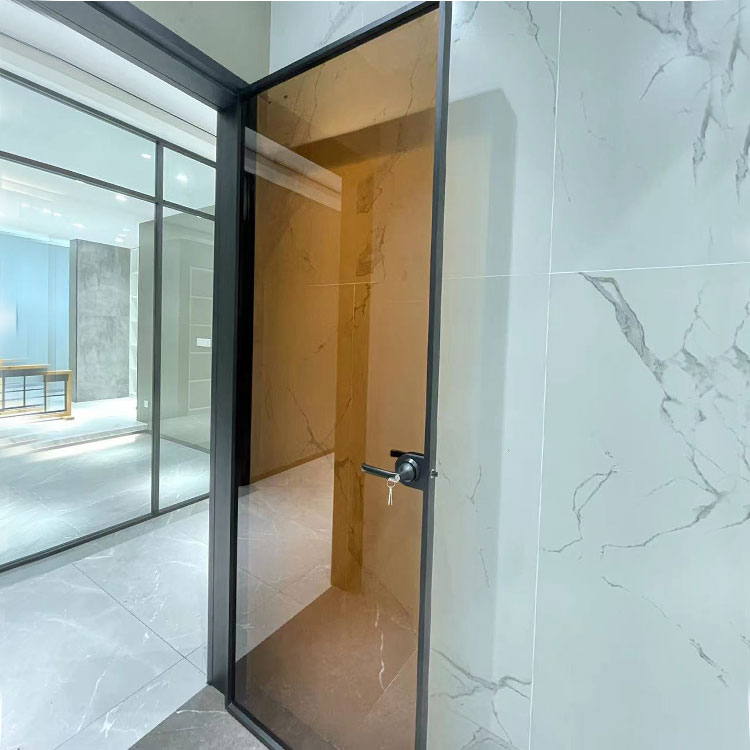 Glass Door For Home Building Frosted Hotel Indoor Glass bathroom Door Swing Interior Room Aluminum Door