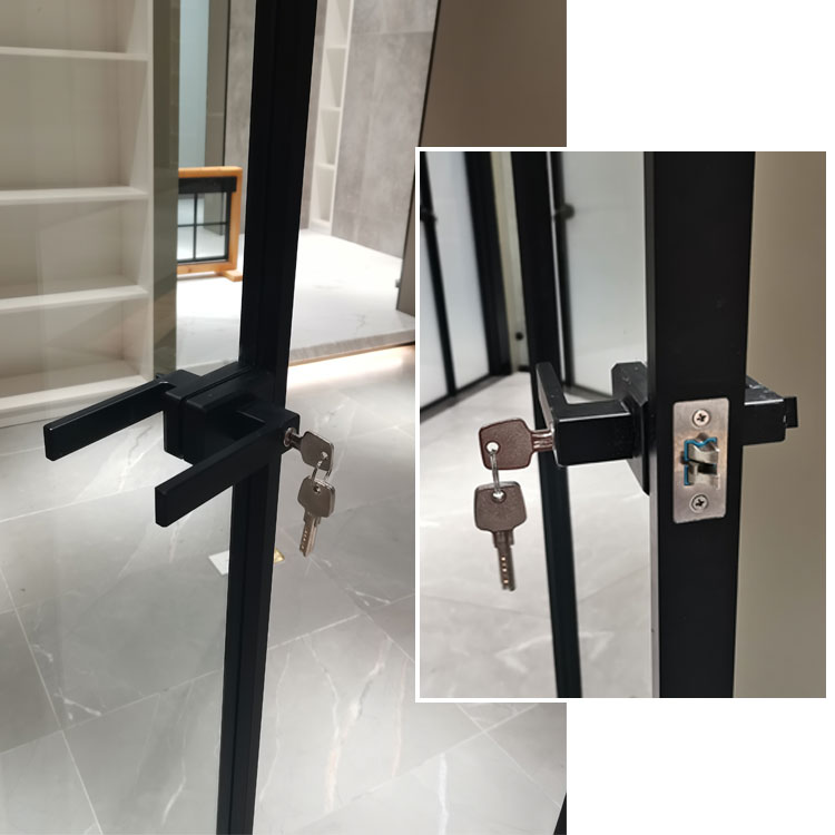 Complete Office System Security Door 8 mm Tempered Glass Aluminum Frame Glass Glass Flush Door