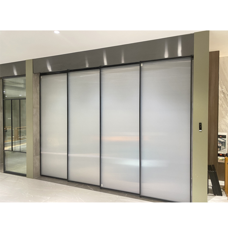 Synchronous Soft Closing Sliding Door Smart Glass Sliding Door  Slim Black Frame Villa House Patio Door Aluminium  Black Glass Office Door