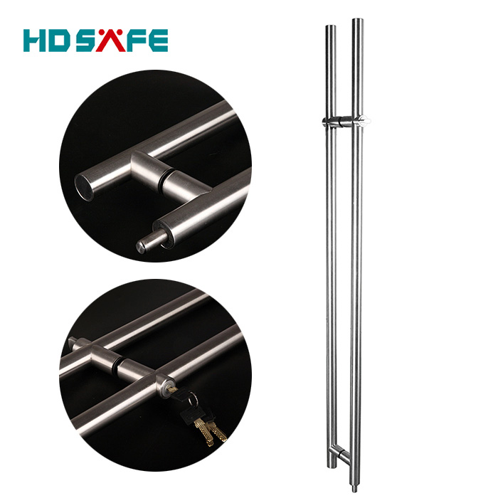 HDSAFE Glass Door Lock Manufacturers 304/316 Stainless Steel Glass Door Handle Lock Office Tempered Glass Door Handle With Lock For Sliding Door