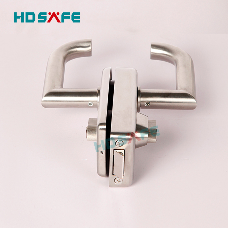 Glass Door Lock Manufacturers 304/316 Stainless Steel Glass Door Lock Black Aluminum Europe Office 8-12mm Gass Door Security Lock Handle