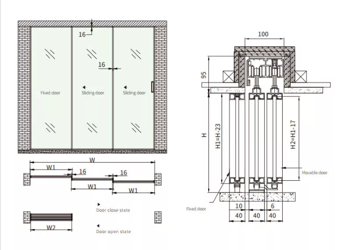 Sliding door drawing