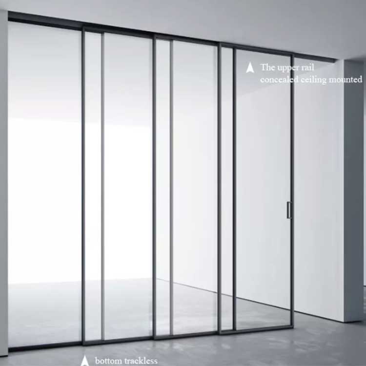 Interior White Slim Frame Glass Door Balcony Glass Door White Frame Large Glass Black Aluminium Sliding Door