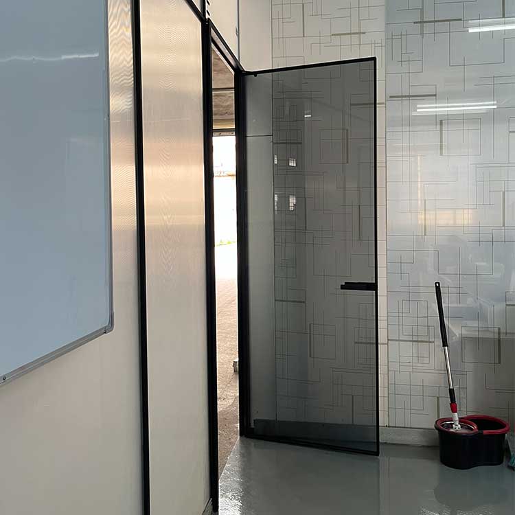 HDSAFE Interior Door Aluminum Casement Glass Room Door Office Kitchen Bathroom Black Frame 8mm Gary Glass Swing Door