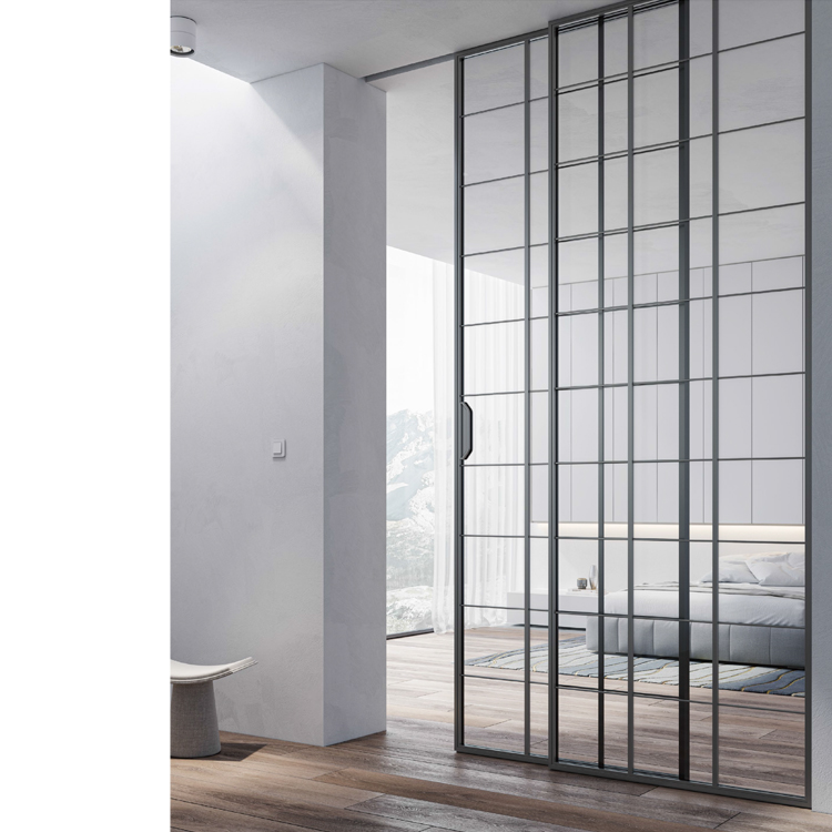 HDSAFE Black Frame Sliding Glass Door 8mm Glass Door Soft Closing Sliding Door Office Aluminium French Sliding Glass Door