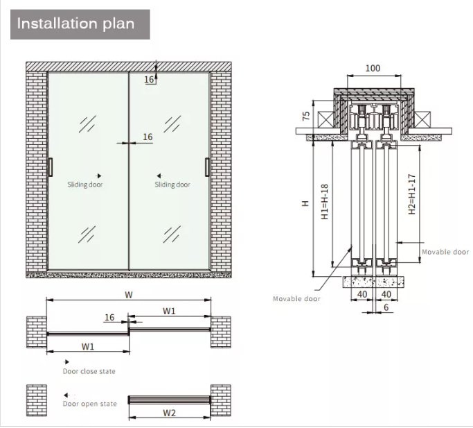 tempered glass sliding door