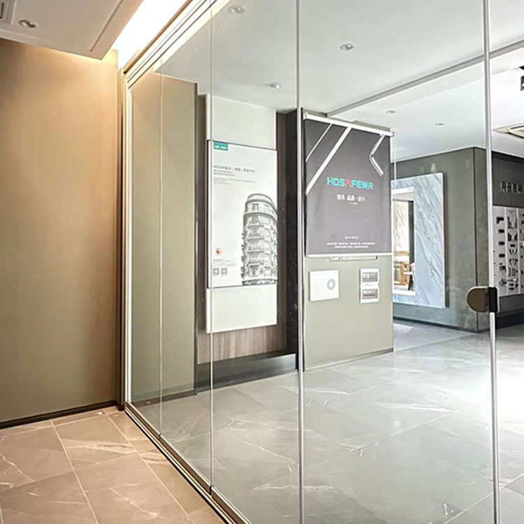 Interior Frameless Sliding Door Telescopic Synchronous Soft Closing Aluminum Sliding Glass Door