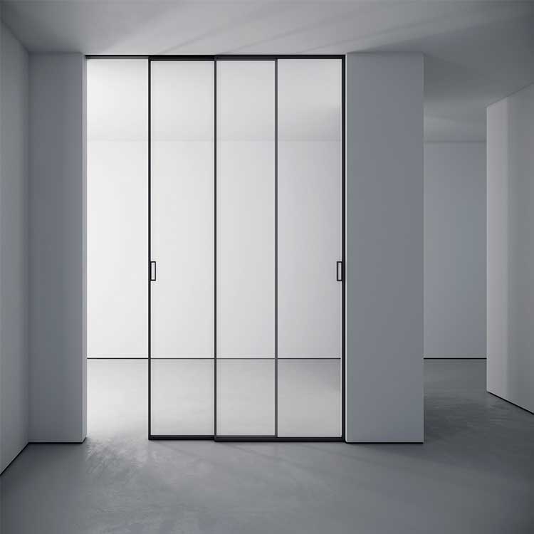 Interior Slim Frame Sliding Door Telescopic Patio Exterior Black Synchronous Soft Closing Aluminum Sliding Glass Door