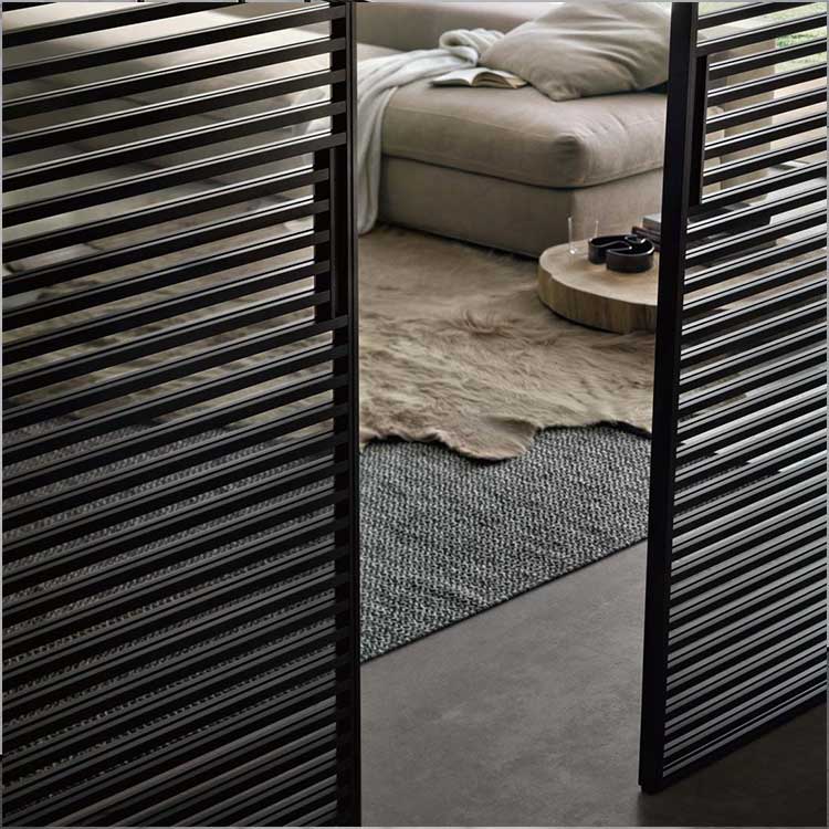 HDSAFE Black Frame Sliding Glass Door Glass Sliding Door Black Narrow Frame Soft Closing Living Room Partition Wall Glass Door