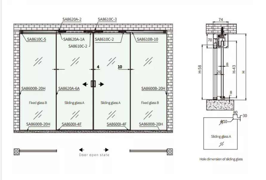 Sliding door drawing