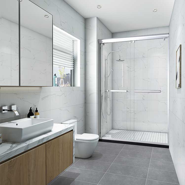 HDSAFE New 8mm Tempered Glass Sliding Shower Room Panel Bathroom Shower Frameless Glass Sliding Shower Room Door