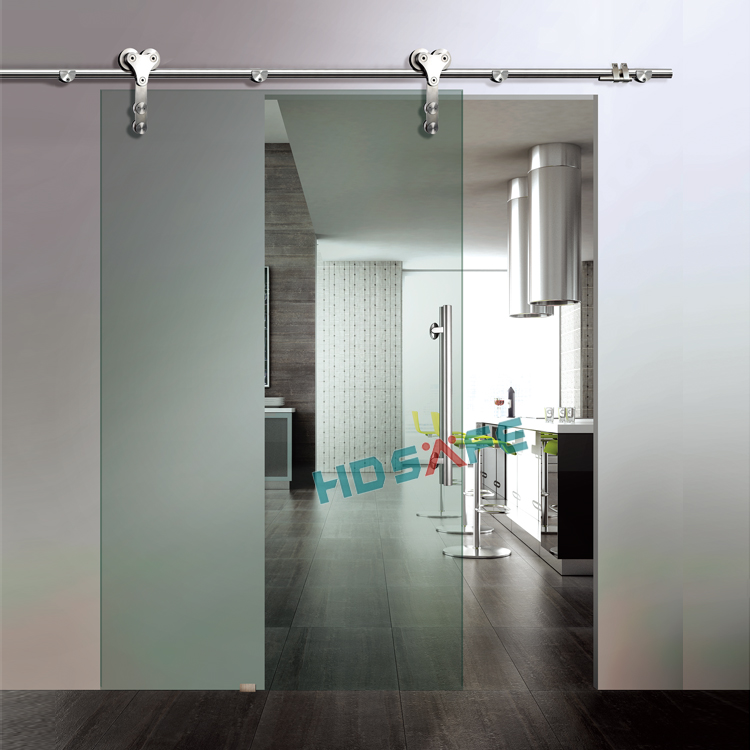 Soft Closing Glass Sliding Barn Door Hanging Hardware System Simple Design 8-12mm Barn Sliding Door For House