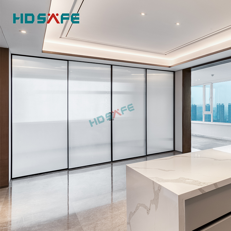 HDSAFE 12mm Sliding Door Track Black Tempered Glass Sliding Door Soft Closing Sliding Glass Door System Glass Door White Frame