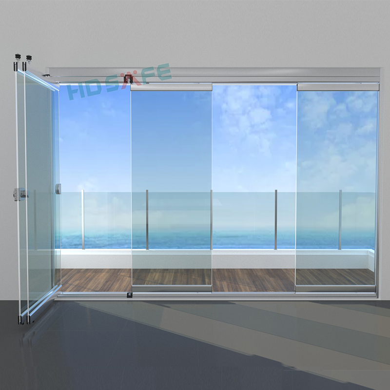Folding partition glass door