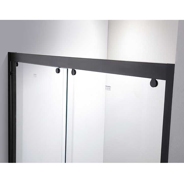 Hotel Sliding Shower Doors  Home Villa Black Aluminum Shower  Easy Install Black Frameless Clear Glass Shower Room