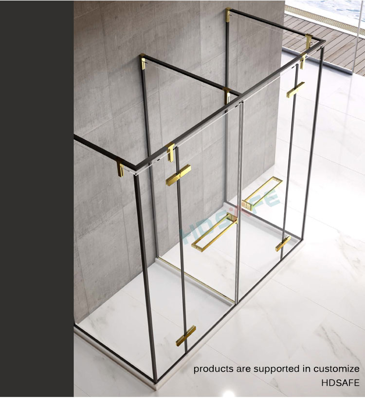 Shower Glass Door Handle Hardware Modern Black Hotel House Home Villa Sliding Frameless Shower Door Hinge Bathroom