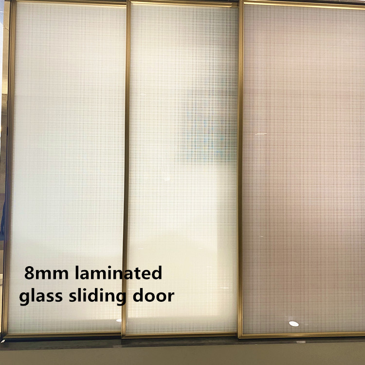 HDSAFE 12mm Sliding Door Track Sliding Glass Doors Factory  Stainless Steel Golden Narrow Frame 8mm Laminated Glass Sliding Door Glass Door Factory