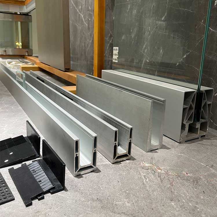 aluminum base glass railing