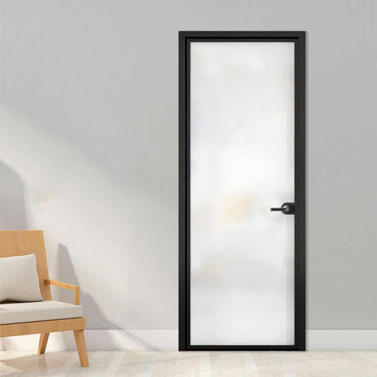 Glass Flush Door Swing Bedroom Door System Glass Swing Door For Restroom Bedroom Safety Double Glazed Interior Door