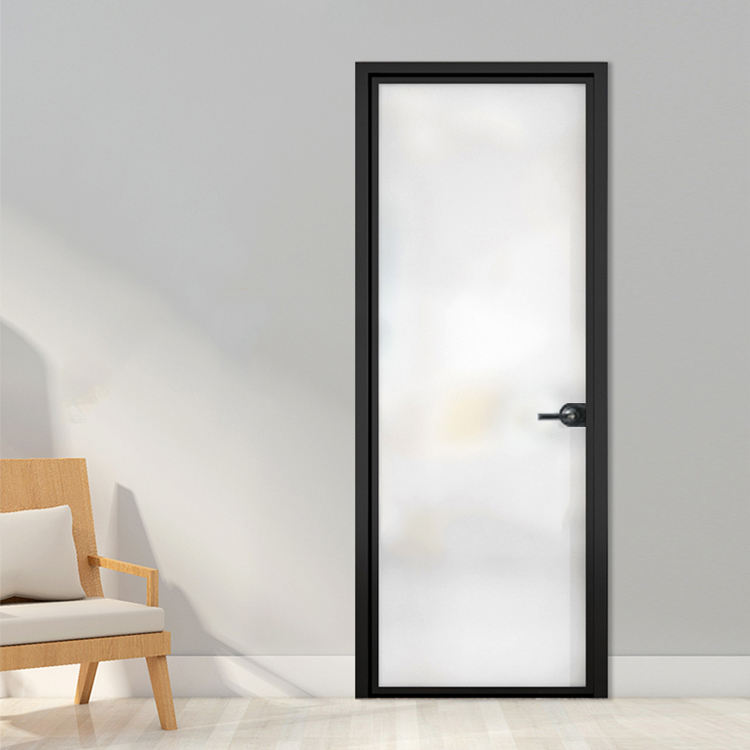 HDSAFE Glass Swing Door Exterior Interior Casement Door Aluminum Frosted Glass Flush Door