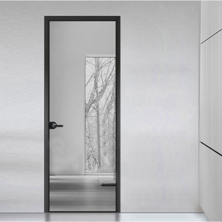 HDSAFE Glass Swing Door Exterior Interior Casement Door Aluminum Frosted Glass Flush Door