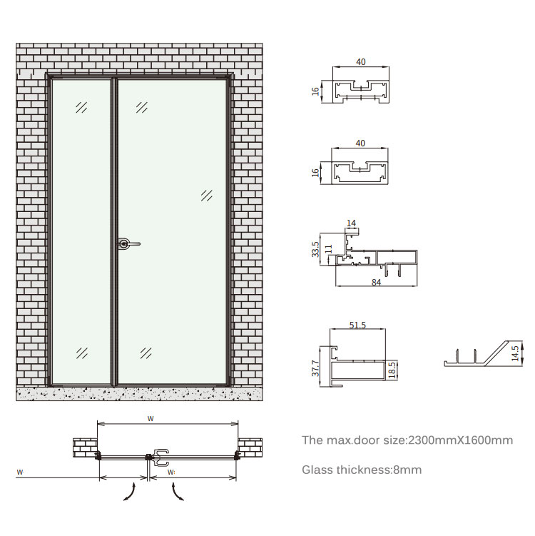 Swing Aluminum Glass Door