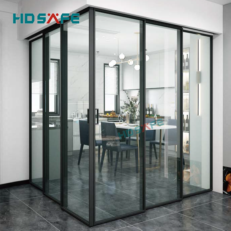 Tempered Frameless Glass Closet Sliding Door System Soft Closing Smoothly Sliding Stacking Door Price System For Kitchen