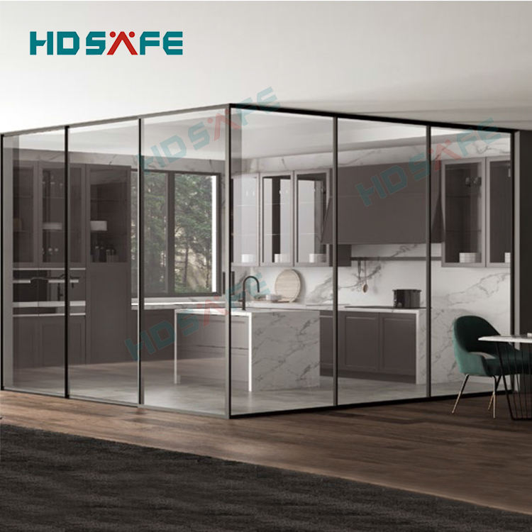 Tempered Frameless Glass Closet Sliding Door System Soft Closing Smoothly Sliding Stacking Door Price System For Kitchen