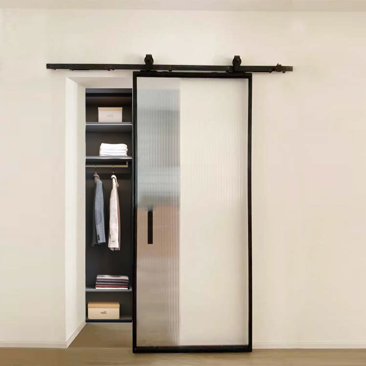 Door Interior Kitchen Black French Barn Sliding Track Iron Glass Sliding Barn Doors For Villa Home House