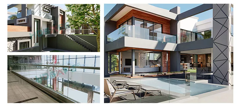 aluminum base glass railing