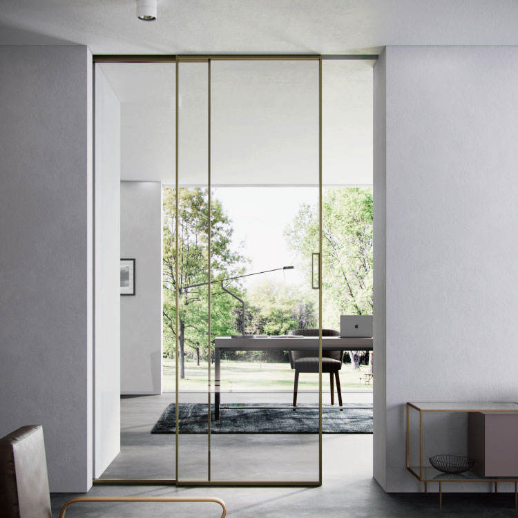 Sliding Glass Interior Doors With Frame Trackless Sliding Door Aluminum Black Frame Sliding Door Indoor Design Factory