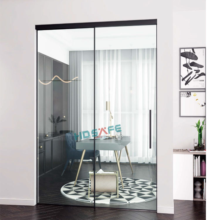 Sliding Glass Interior Doors With Frame Trackless Sliding Door Aluminum Black Frame Sliding Door Indoor Design Factory
