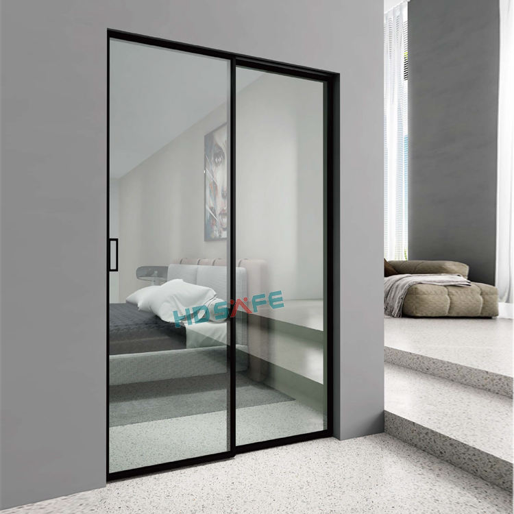 Sliding Glass Interior Doors With Frame Trackless Sliding Door Aluminum Black Frame Sliding Door Indoor Design Factory